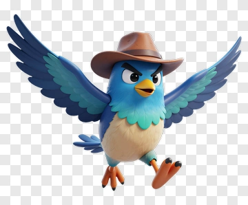 Cartoon Bird Wearing A Cowboy Hat PNG