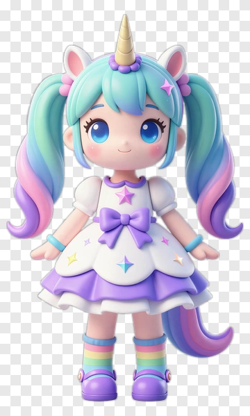 Cartoon Unicorn Girl Doll PNG
