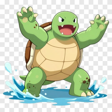 Cartoon Turtle Splashing Water PNG