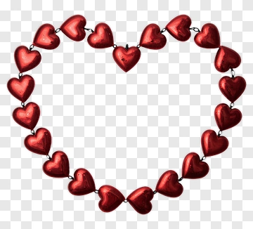 Red Heart-Shaped Beaded Garland PNG