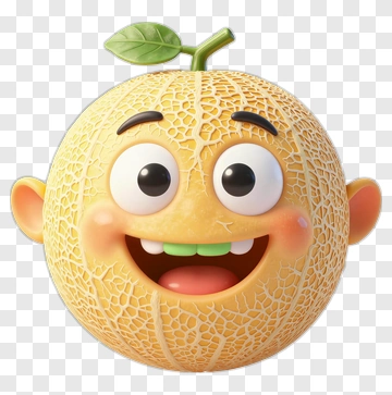 Cartoon Melon Character With A Happy Expression PNG