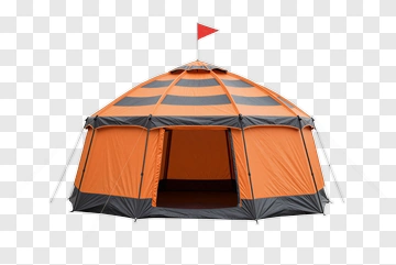 Orange Camping Tent With Flag PNG
