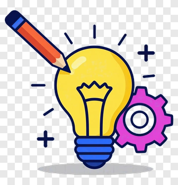 Light Bulb With Gear And Pencil PNG