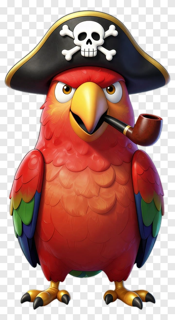 Cartoon Pirate Parrot With A Pipe PNG