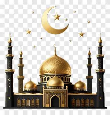 Golden Mosque With Crescent Moon And Stars PNG