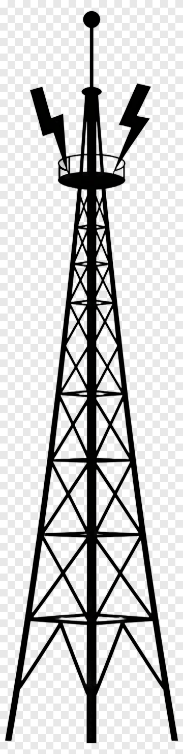Radio Tower With Lightning Bolts PNG
