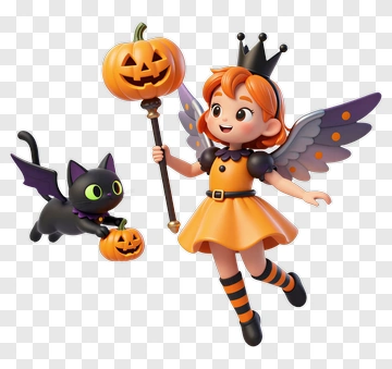Halloween Fairy Holding A Pumpkin PNG