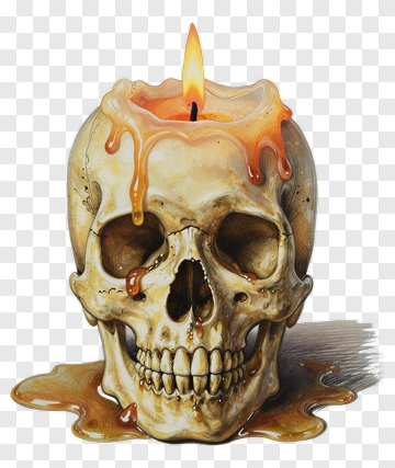 Skull Candle Dripping Wax PNG