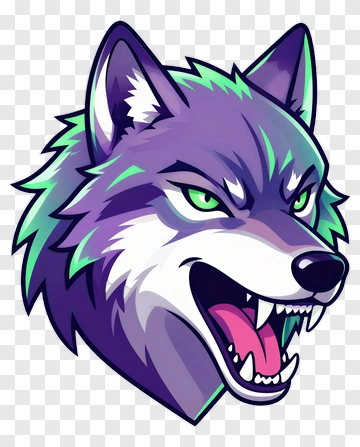 Cartoon Wolf Head With Green Eyes PNG