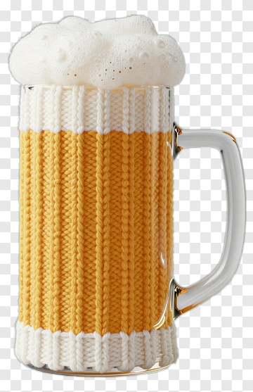 Knitted Beer Mug With Foam PNG