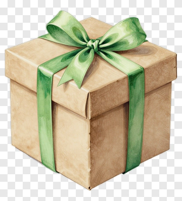 Gift Box With Green Ribbon PNG