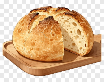 Artisan Bread On A Wooden Cutting Board PNG