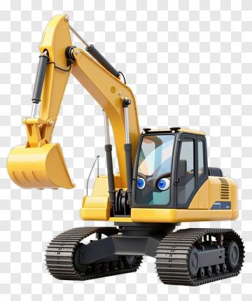 Cartoon Excavator With Big Eyes PNG