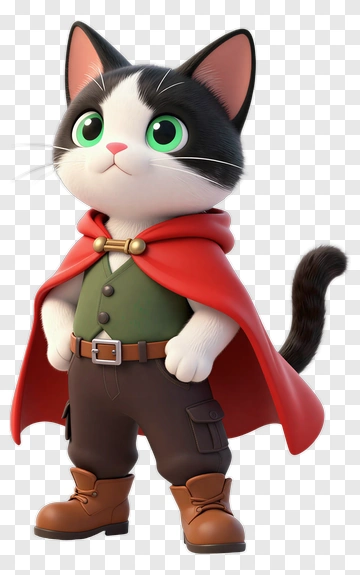 Cartoon Cat In A Red Cape PNG