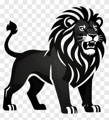Stylized Black Lion Illustration PNG