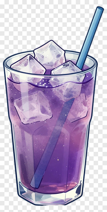 Purple Drink With Ice Cubes And Straw PNG