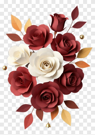 Colorful Paper Rose Bouquet PNG
