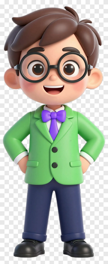 Cartoon Boy Wearing Glasses And Green Suit PNG