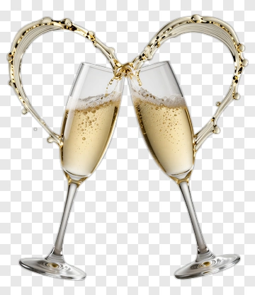 Champagne Glasses Clinking In A Heart Shape PNG