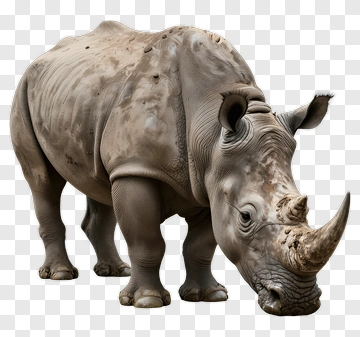 Realistic Rhinoceros Standing PNG