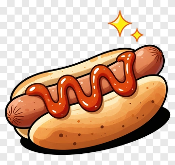 Cartoon Hot Dog With Ketchup PNG
