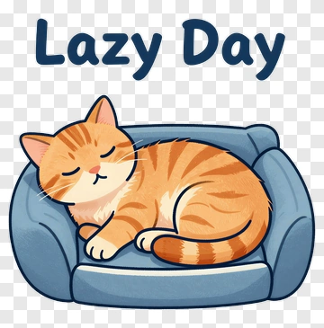 Cartoon Cat On A Couch For Lazy Day PNG
