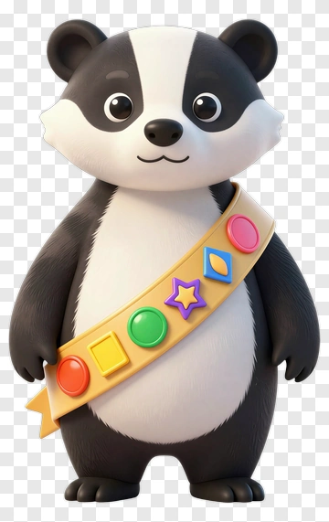 Cartoon Panda Character With Colorful Sash PNG