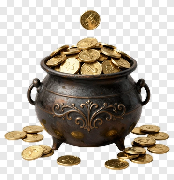 Treasure Pot Filled With Gold Coins PNG