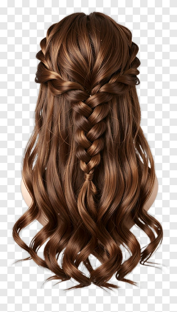 Brown Hair With Braids And Waves PNG