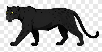 Cartoon Black Panther Walking PNG