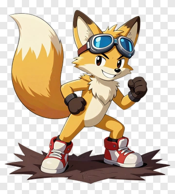 Cartoon Fox Character With Goggles PNG