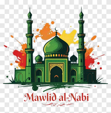 Colorful Mosque For Mawlid Al-Nabi Celebration PNG