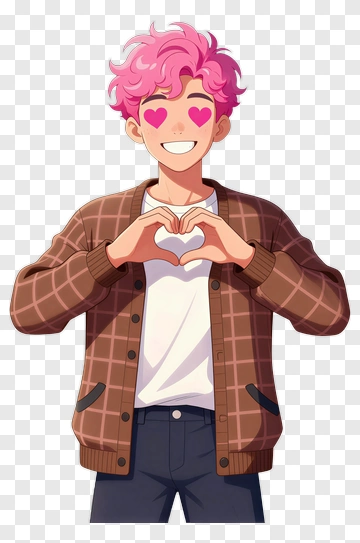 Cartoon Boy Making A Heart Gesture PNG