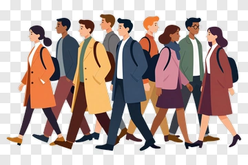 Diverse Group Of People Walking Together PNG