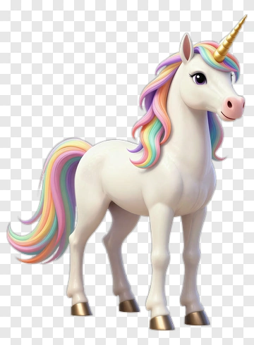 Colorful Unicorn With Rainbow Mane PNG
