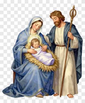 Holy Family With Baby Jesus In A Manger PNG
