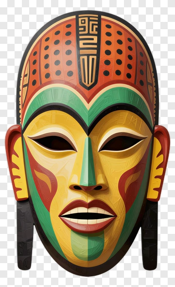 Colorful African Tribal Mask PNG