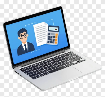 Businessman Using Calculator On Laptop PNG