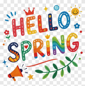 Hello Spring Colorful Illustration PNG