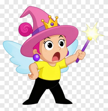 Cartoon Fairy Holding A Magic Wand PNG