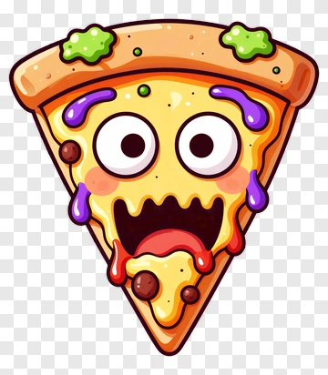 Cartoon Pizza Slice With Surprised Expression PNG