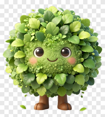 Cartoon Tree Character With Smiling Face PNG