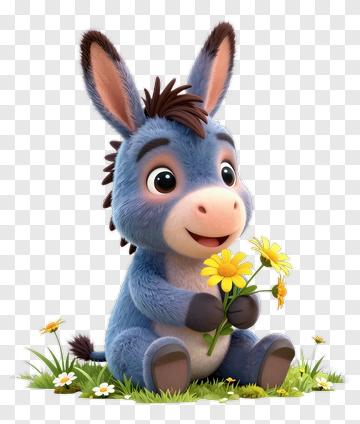 Cartoon Donkey Holding A Flower PNG