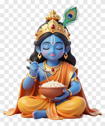 3D Krishna Eating Rice PNG