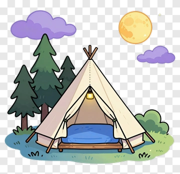 Cartoon Tent In A Forest PNG