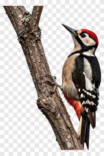 Woodpecker Perched On A Tree Branch PNG