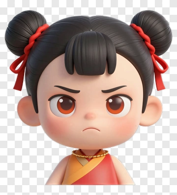 Cartoon Girl With Angry Expression PNG