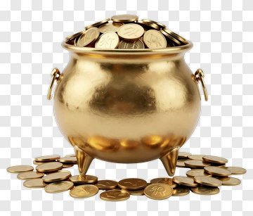 Golden Pot Filled With Coins PNG