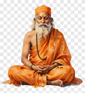 Meditating Sage In Orange Robes PNG