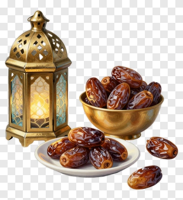 Bowl Of Dates Next To A Lantern PNG